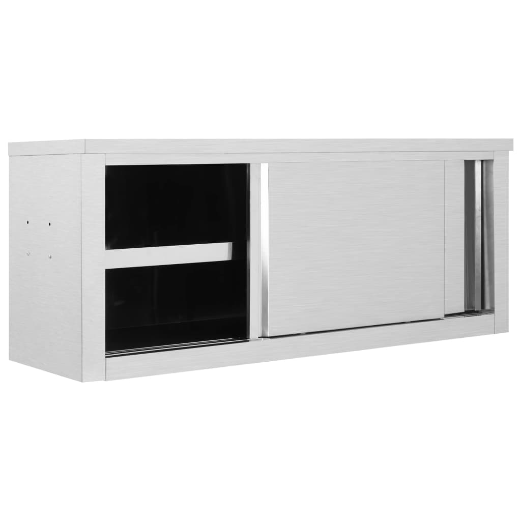 Vidaxl kitchen wall cupboard with sliding doors 120x40x50 cm stainless steel