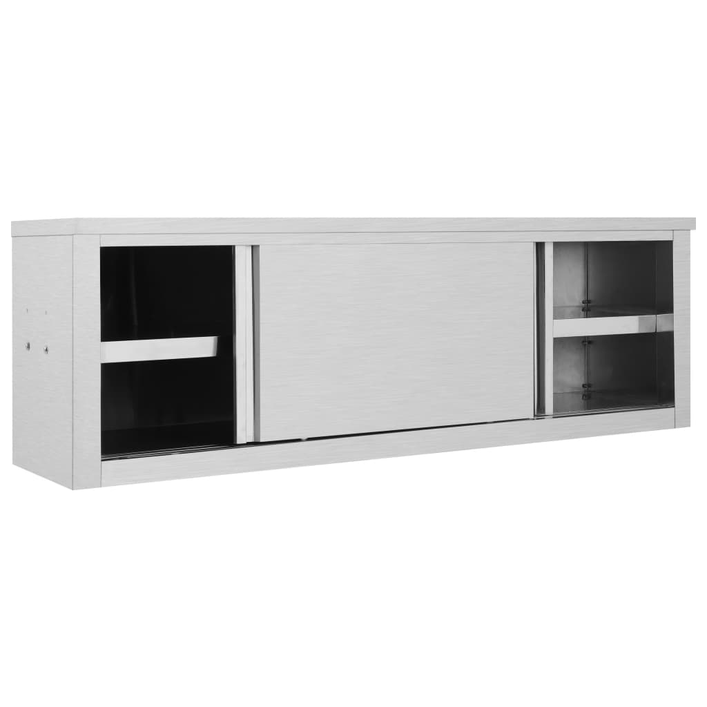 Vidaxl kitchen wall cupboard with sliding doors 150x40x50 cm stainless steel