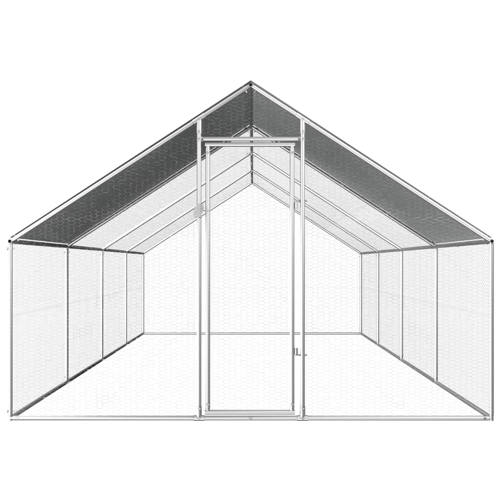 Vidaxl Chicken Coop 2.75x8x1.92 m Acciaio zincato