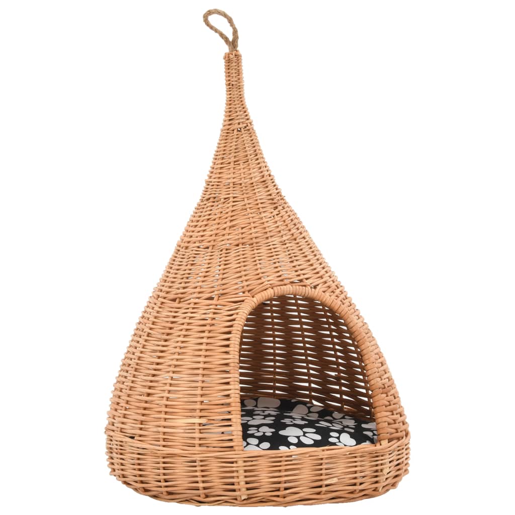 Vidaxl kattenhuis z poduszką tipi 40x60 cm naturalne wierzby