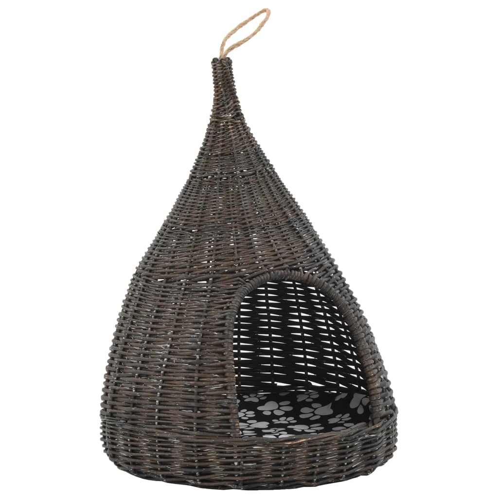 Vidaxl Cat house with pillow tipi 40x60 cm Natural willows gray