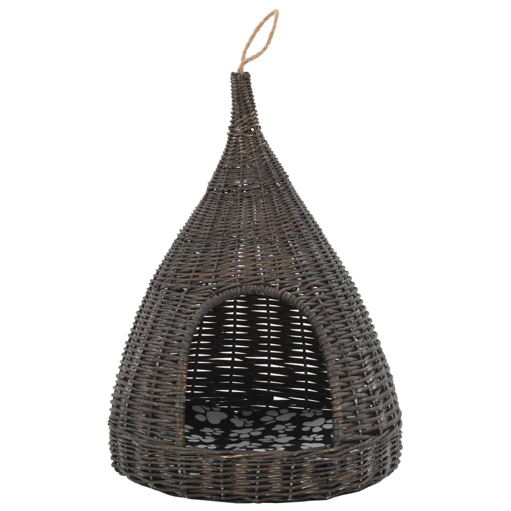 Vidaxl Cat house with pillow tipi 40x60 cm Natural willows gray