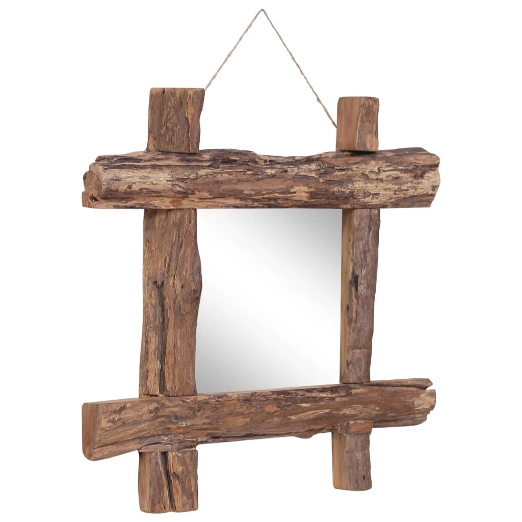 Vidaxl Mirror Wood Blocks 50x50 cm Teak reciclado Natural