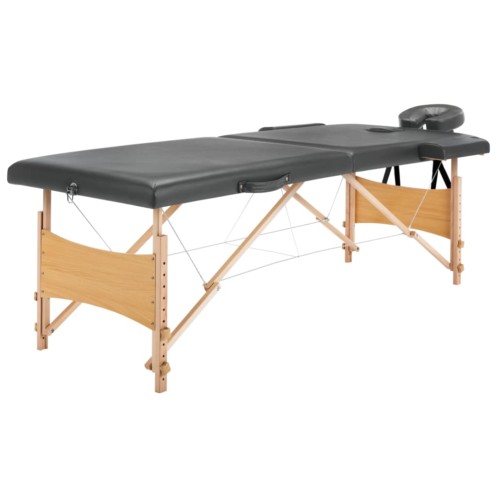 Vidaxl massage table with 2 zones 186x68 cm wooden frame anthracite