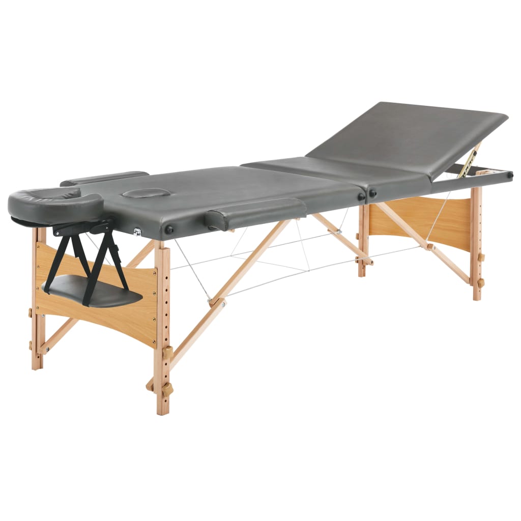 Vidaxl Massagebord med 3 zoner 186x68 cm træramme Anthracite