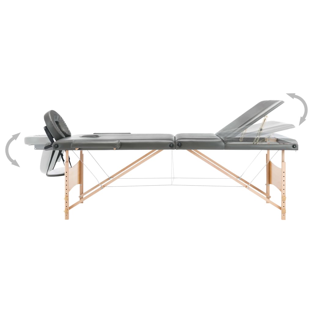 Vidaxl Massage Table mat 3 Zonen 186x68 cm Holzholtracit