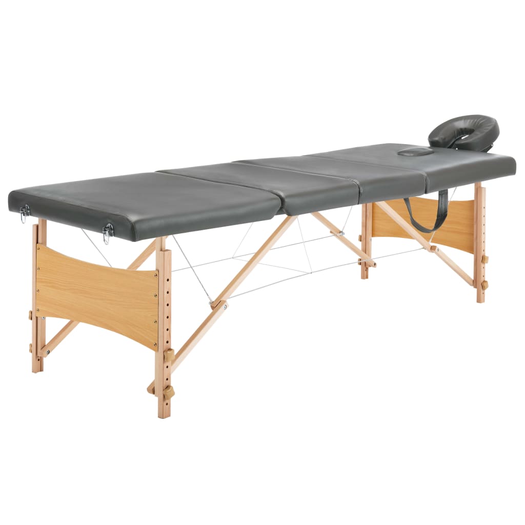 Vidaxl Massagebord med 4 zoner 186x68 cm træramme Anthracite