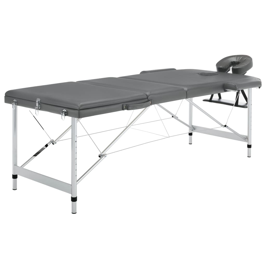 Table de massage Vidaxl avec 3 zones 186x68 cm Cadre d'aluminium anthracite