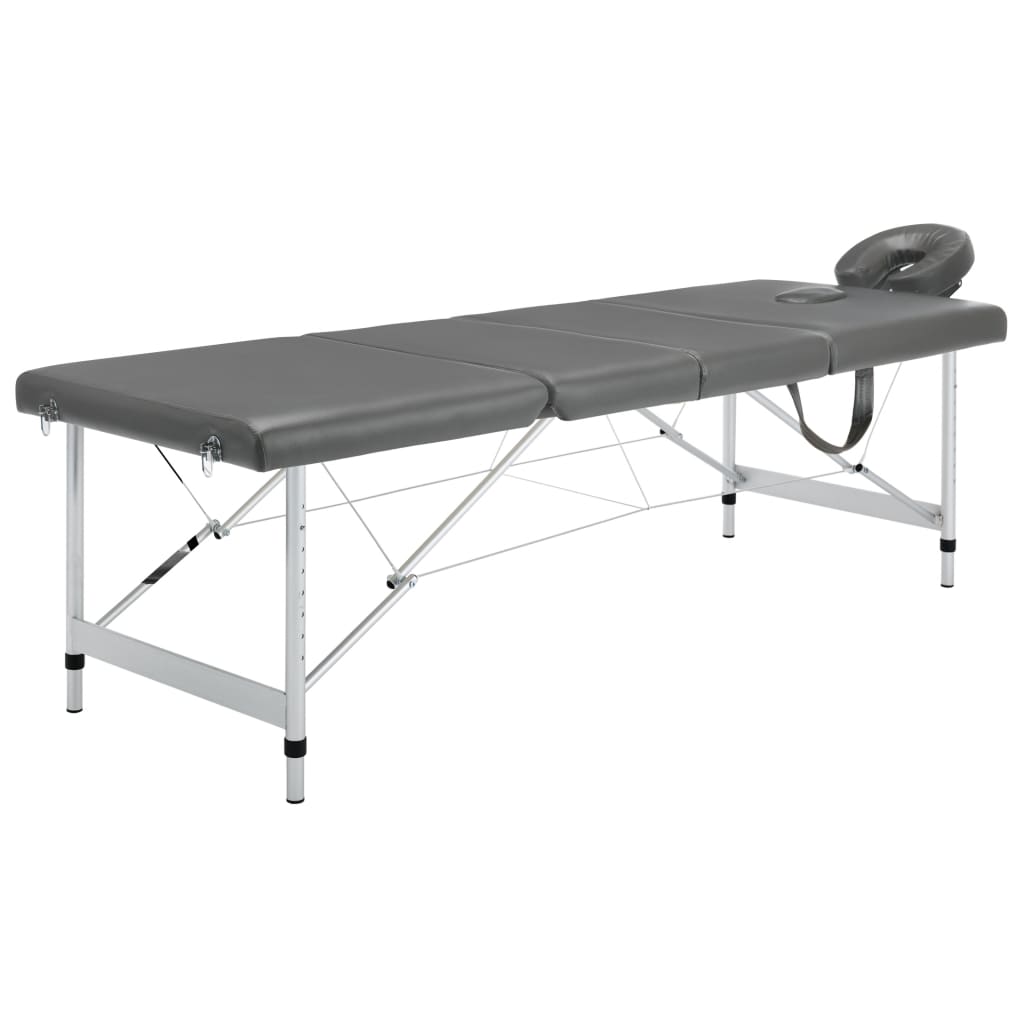 Table de massage Vidaxl avec 4 zones 186x68 cm Cadre d'aluminium anthracite