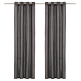 Vidaxl -gardiner med metallringer 2 PCS 140x245 cm bomullsantracitt