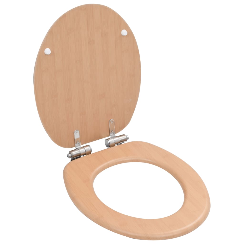 Vidaxl toalettstolar 2 st med mjuka nära lock MDF Bambu-design