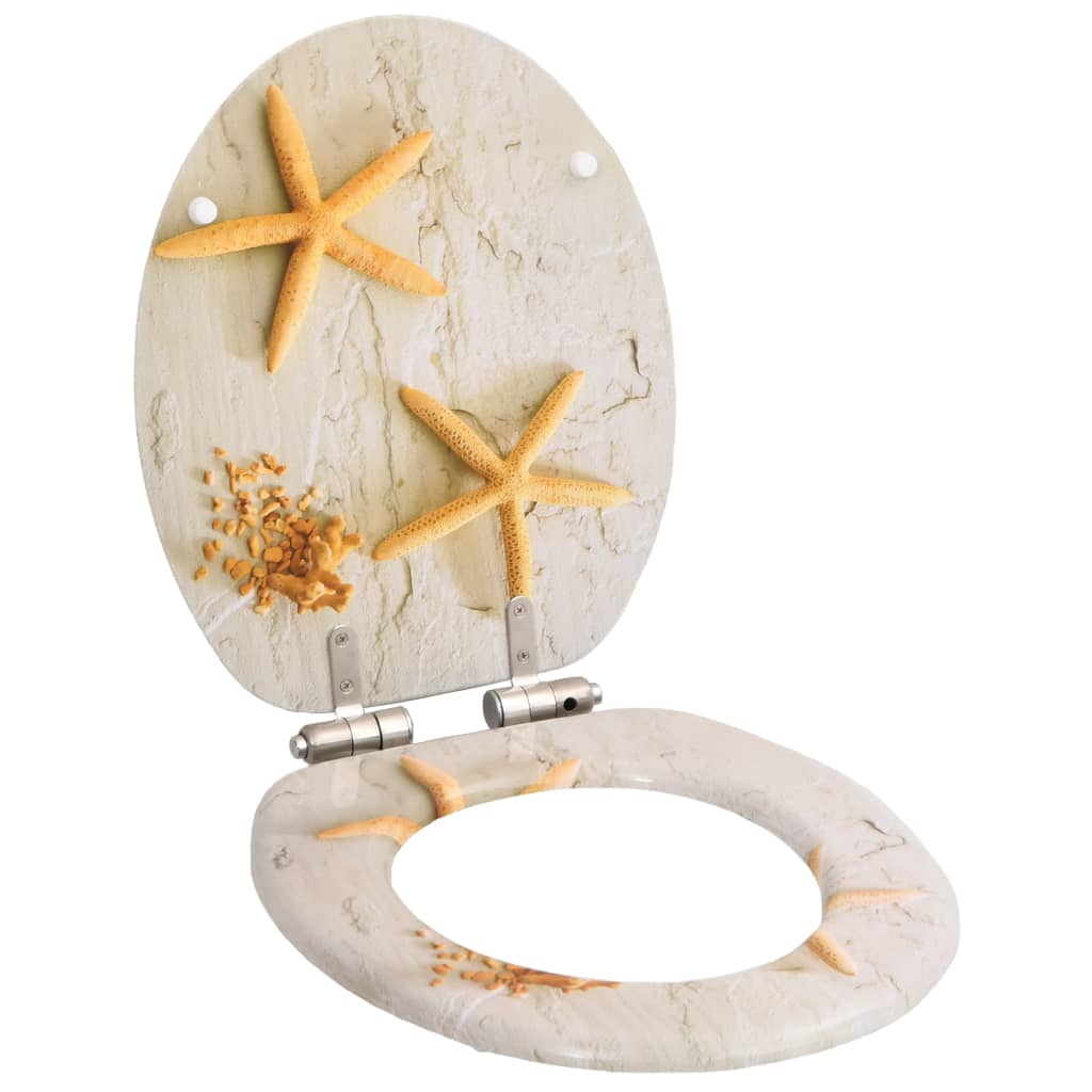 Sedili da toilette Vidaxl 2 St con coperchi di chiusura a chiusura morbida MDF Starfish Design