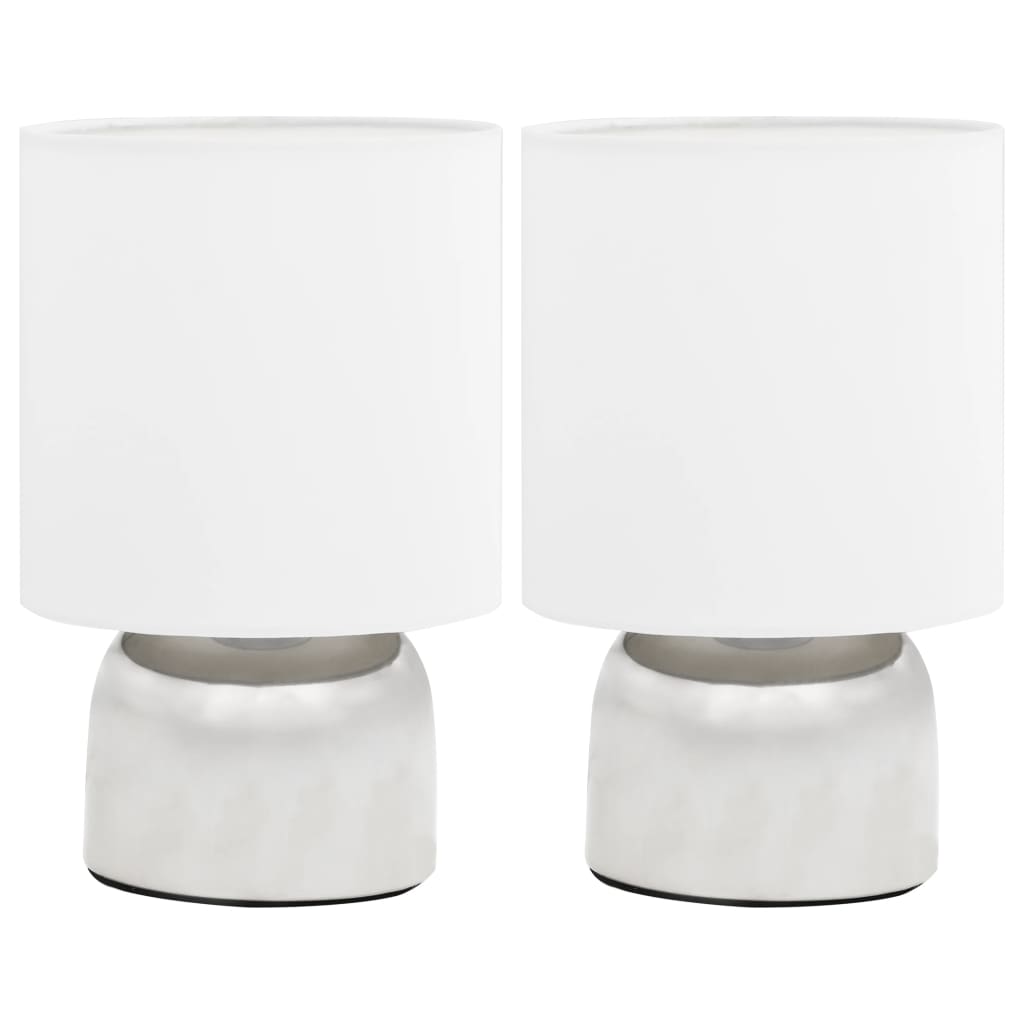 Vidaxl Table Lamps 2 Sts med en veiknapp E14 hvit