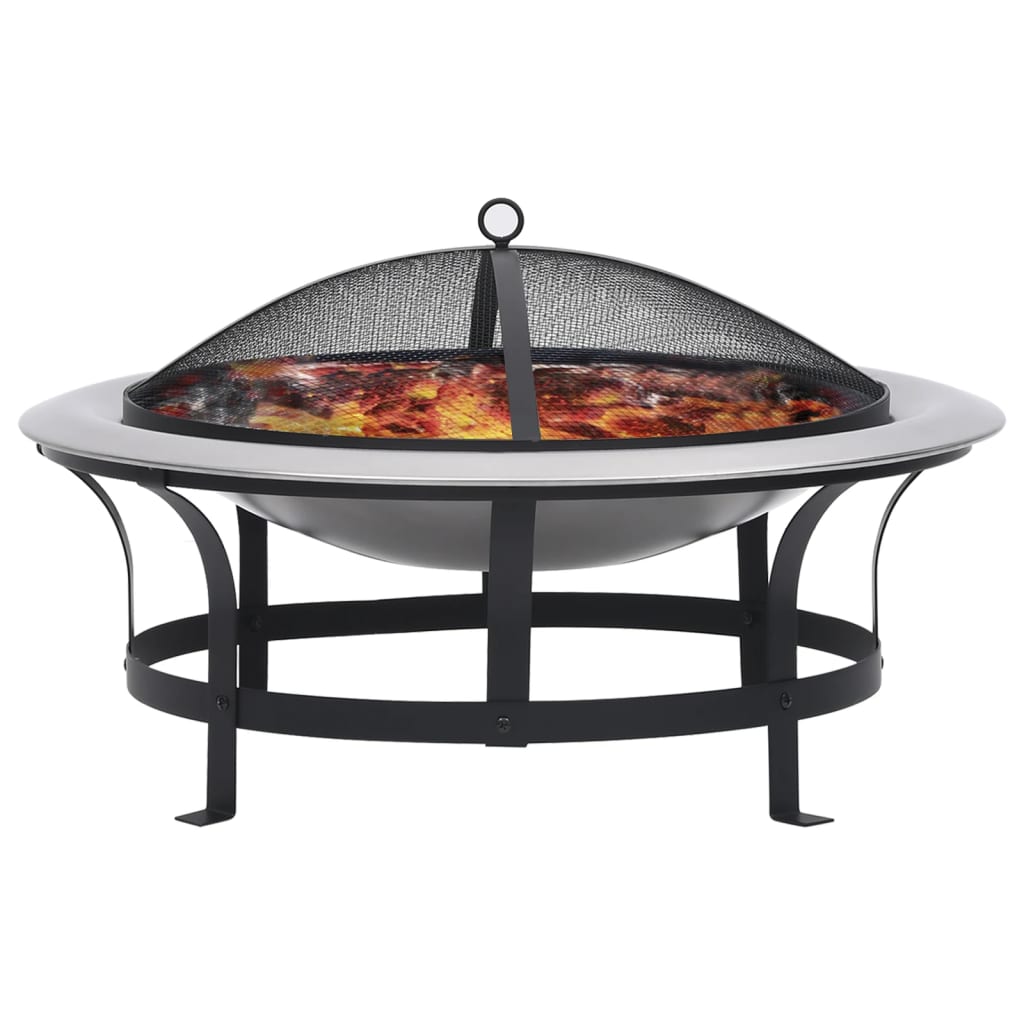 Vidaxl Garden Fire med grill 76 cm rustfrit stål