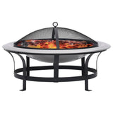 Vidaxl garden fire with grill 76 cm stainless steel