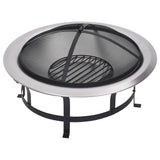 Vidaxl garden fire with grill 76 cm stainless steel