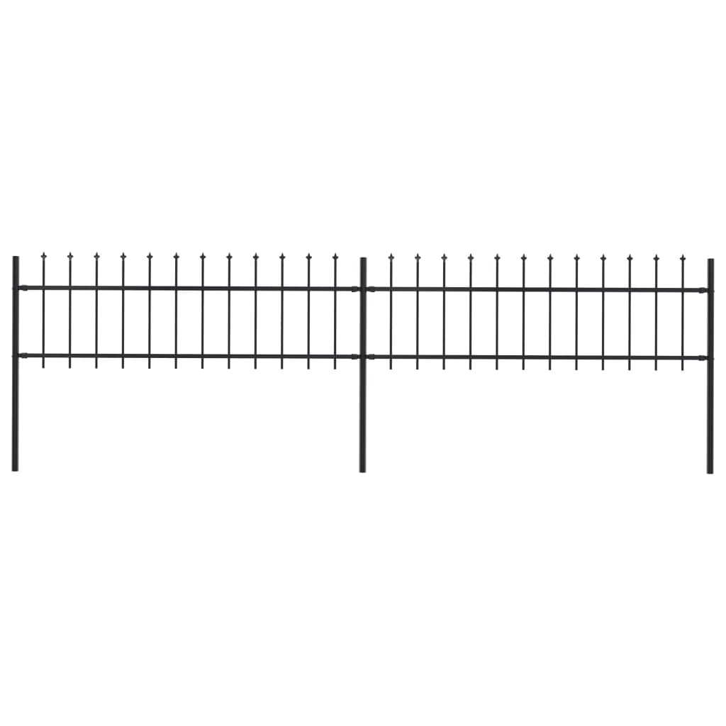 Vidaxl Garden Fence With Spears Top 3.4x0.6 M stål svart