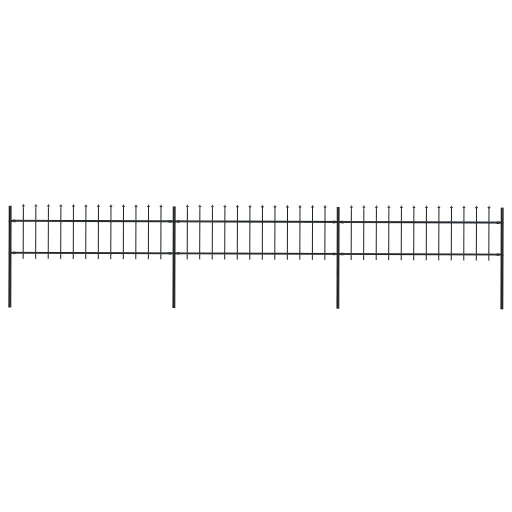 Vidaxl Garden Staket med Spears Top 5.1x0.6 M Steel Black