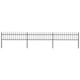 Vidaxl garden fence with spears top 5.1x0.6 m steel black