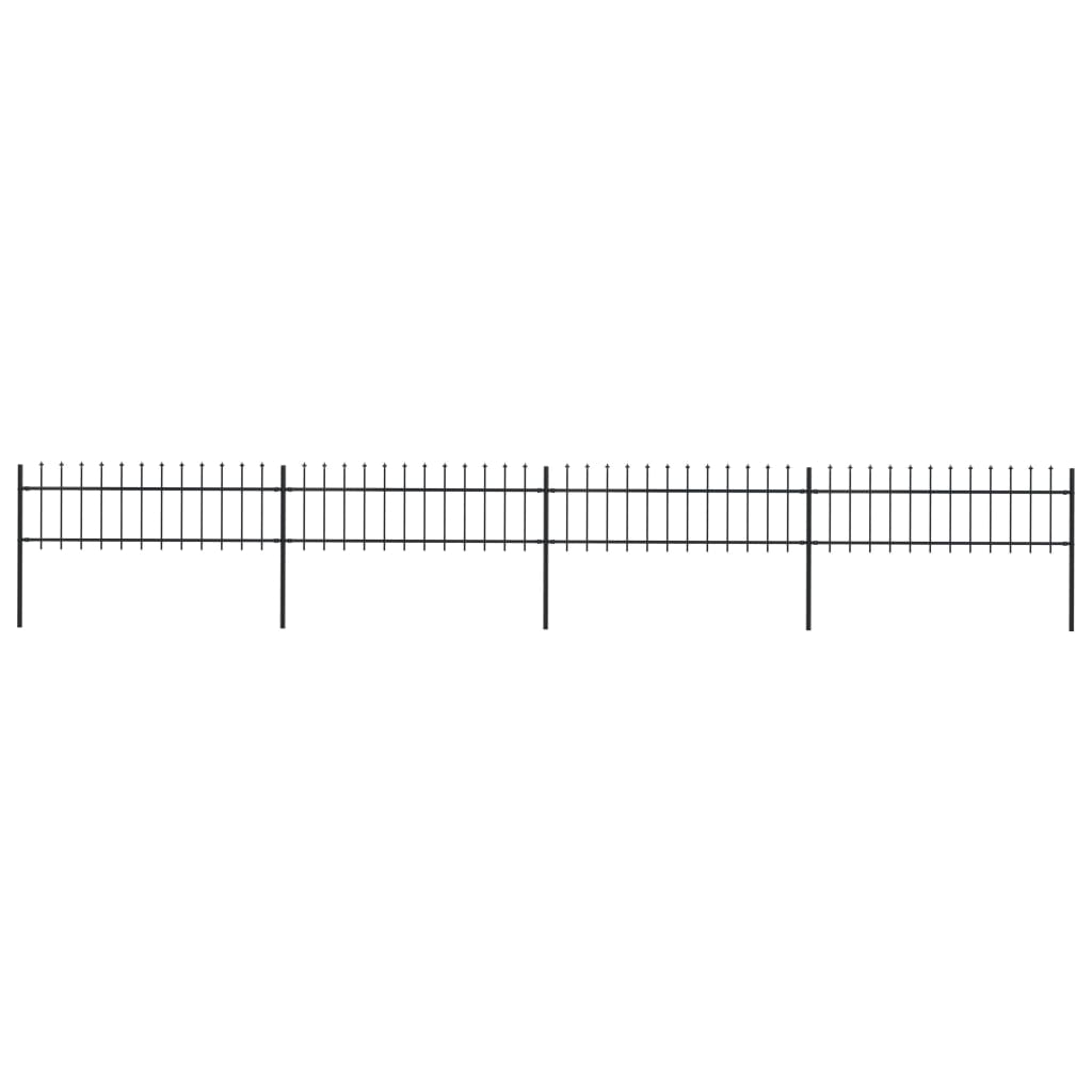 Vidaxl garden fence with spears top 6.8x0.6 m steel black