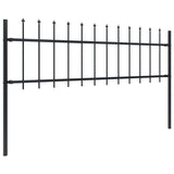 Vidaxl garden fence with spears top 11.9x0.6 m steel black