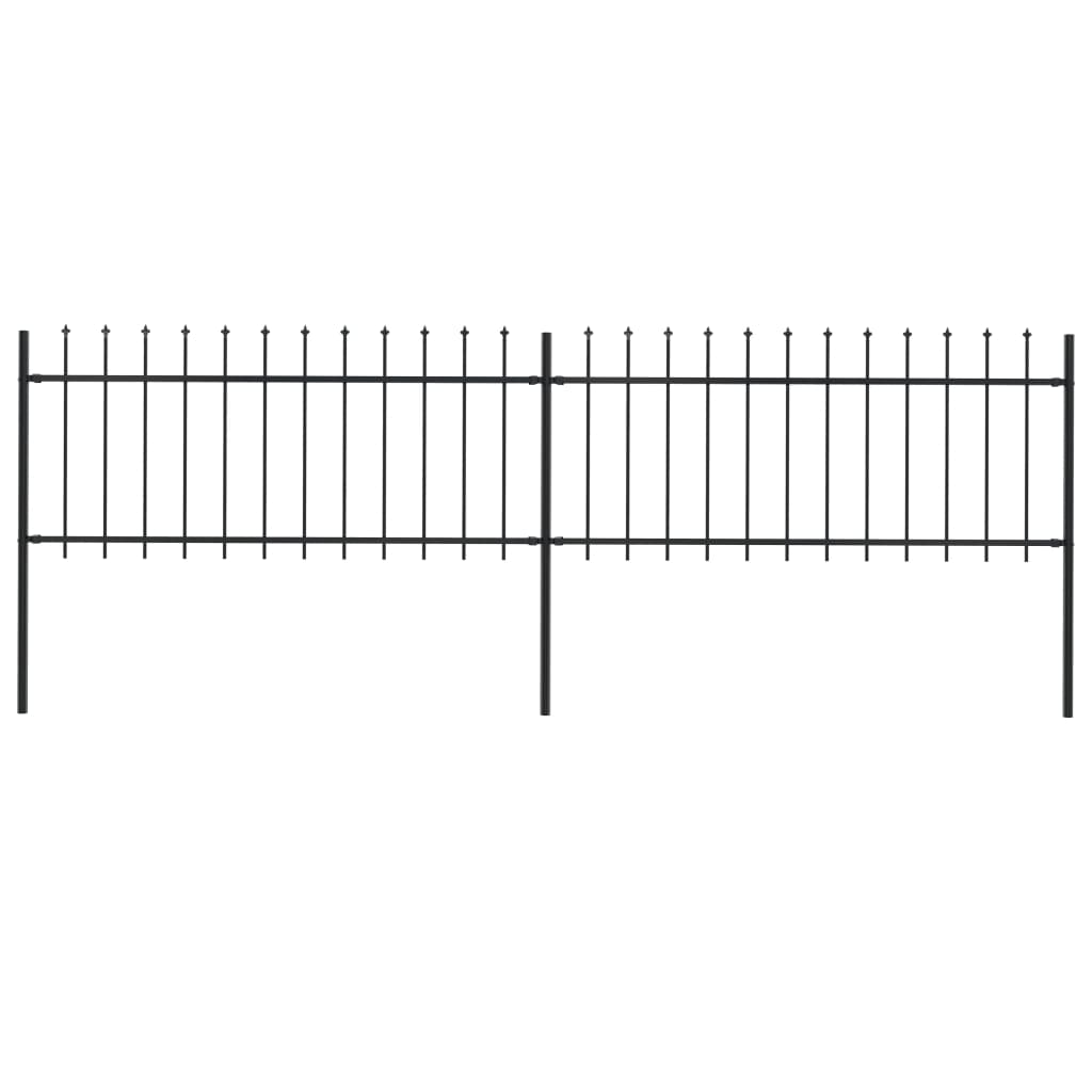 Vidaxl Garden Fence With Spears Top 3.4x0.8 M stål svart