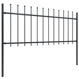 Vidaxl garden fence with spears top 3.4x0.8 m steel black