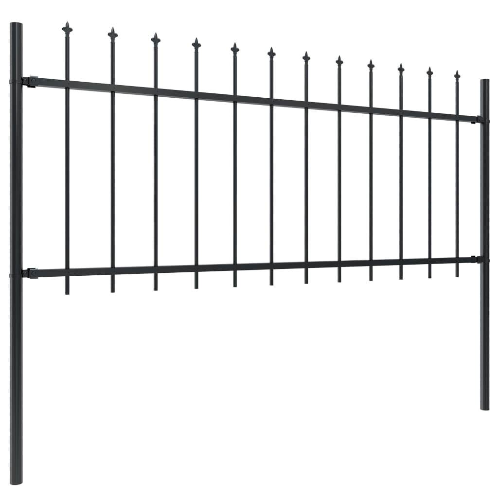 Vidaxl Garden Fence With Spears Top 5.1x0.8 M stål svart