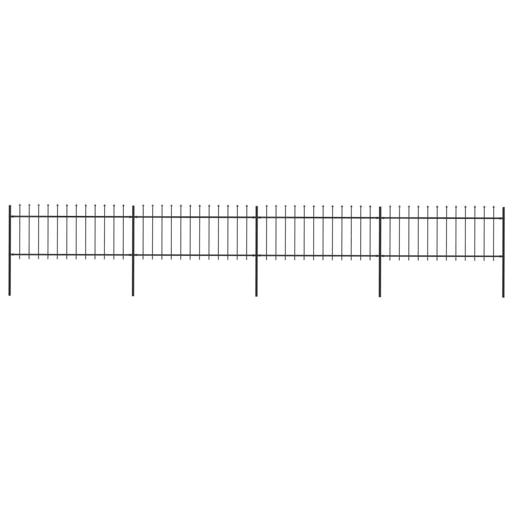 Vidaxl Garden Fence avec Spears Top 6,8x0,8 m en acier noir