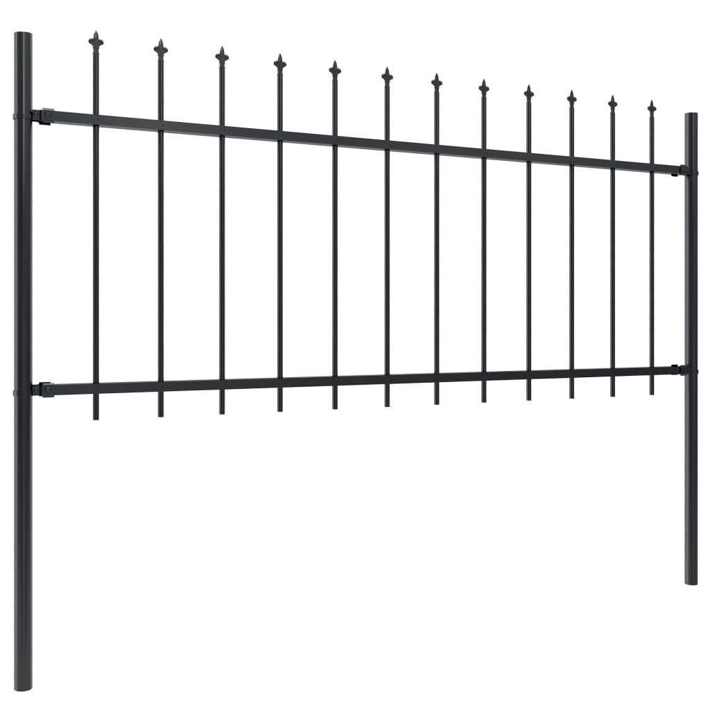 Vidaxl Garden Fence avec Spears Top 8,5x0,8 m en acier noir