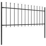 Vidaxl garden fence with spears top 8.5x0.8 m steel black