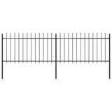 Vidaxl garden fence with spears top 3.4x1 m steel black