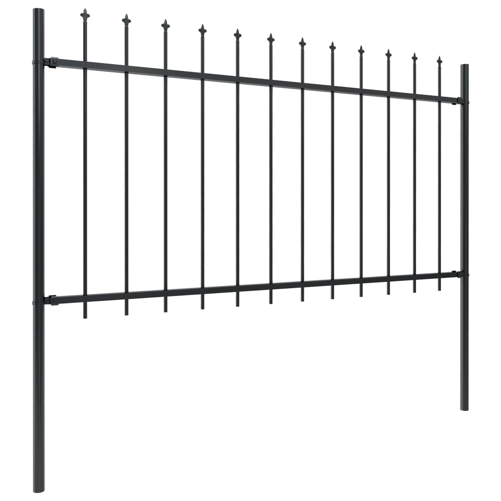 Vidaxl garden fence with spears top 3.4x1 m steel black