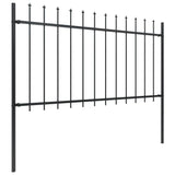 Vidaxl garden fence with spears top 3.4x1 m steel black