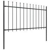 Vidaxl garden fence with spears top 6.8x1 m steel black