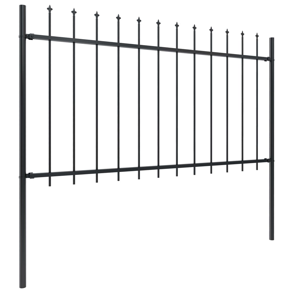 Vidaxl garden fence with spears top 11.9x1 m steel black