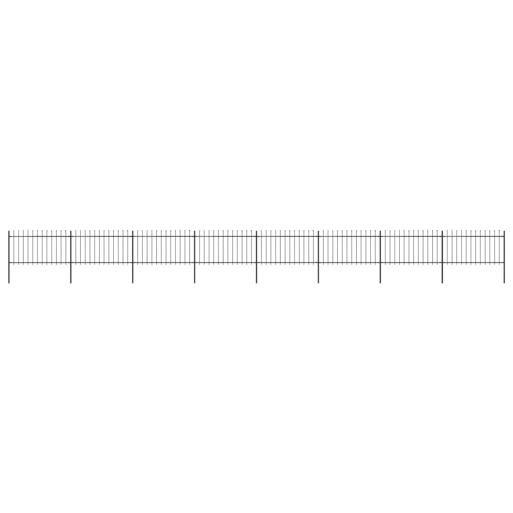 Vidaxl Garden Fence s Spears Top 13,6x1 M Steel Black