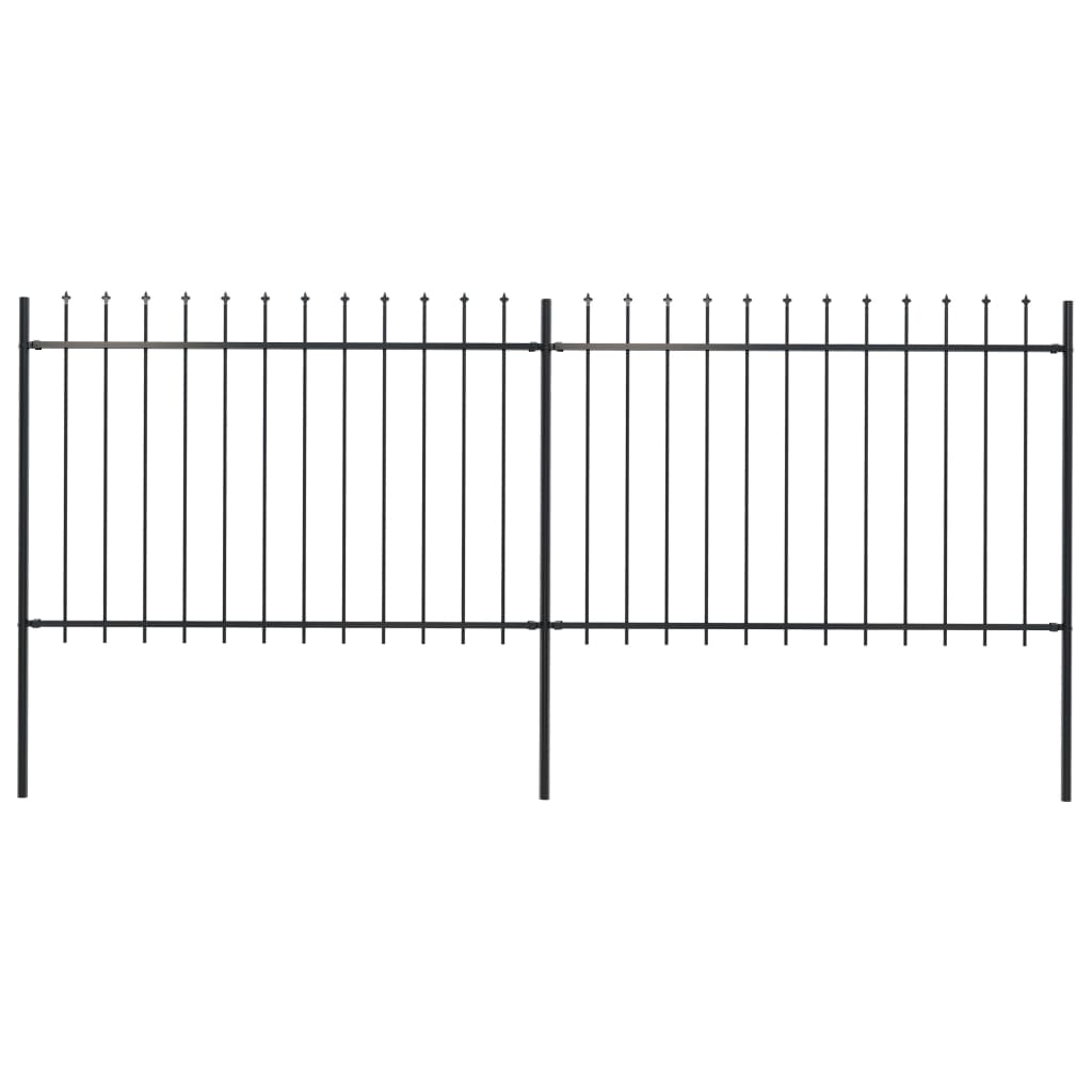 Vidaxl garden fence with spears top 3.4x1.2 m steel black