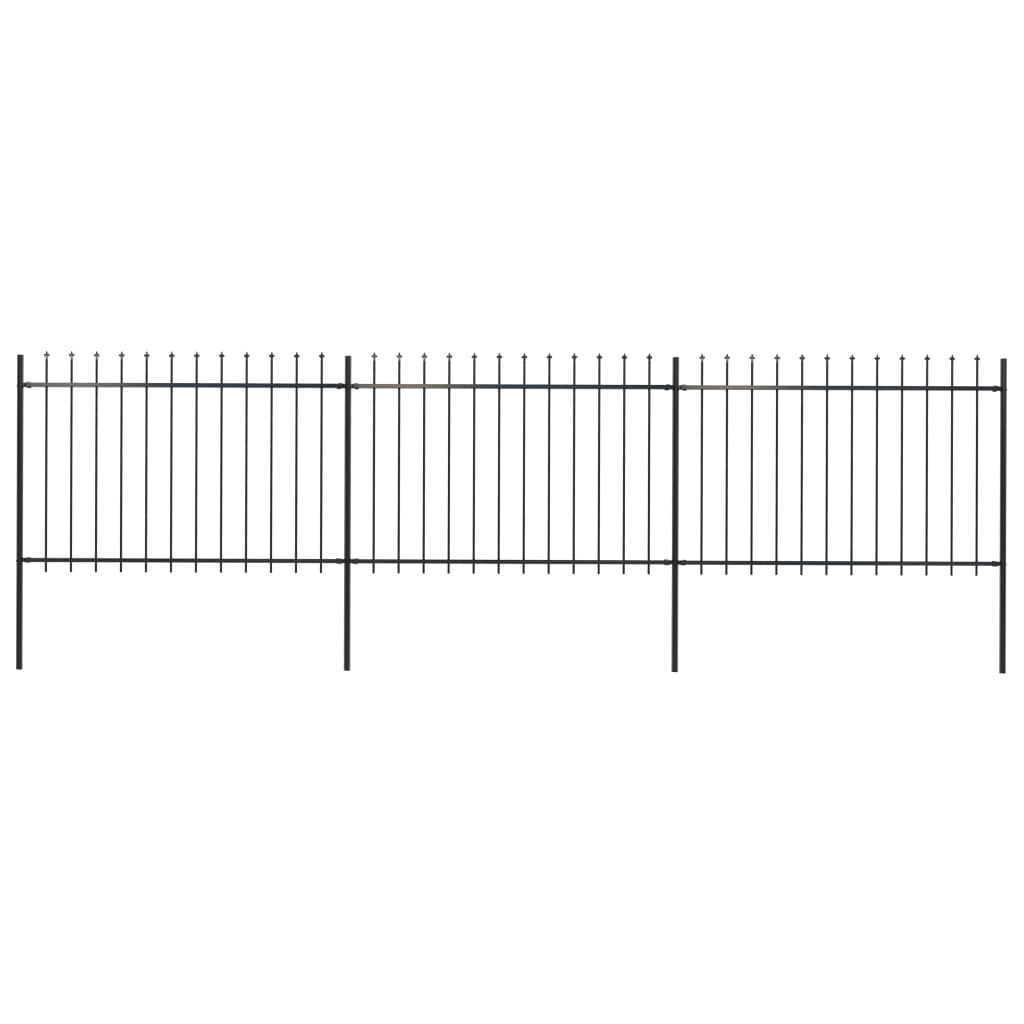 Vidaxl Garden Staket med Spears Top 5.1x1.2 M Steel Black