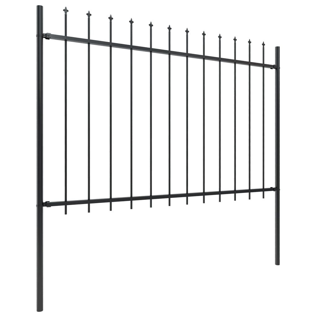 Vidaxl Garden Staket med Spears Top 5.1x1.2 M Steel Black