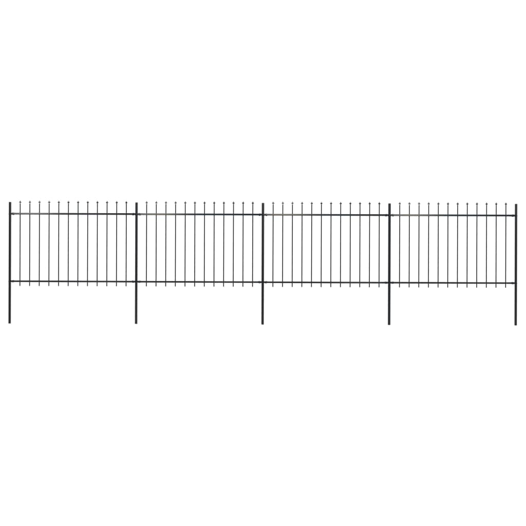 Vidaxl garden fence with spears top 6.8x1.2 m steel black