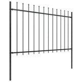 Vidaxl garden fence with spears top 6.8x1.2 m steel black