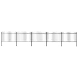 Vidaxl garden fence with spears top 8.5x1.2 m steel black