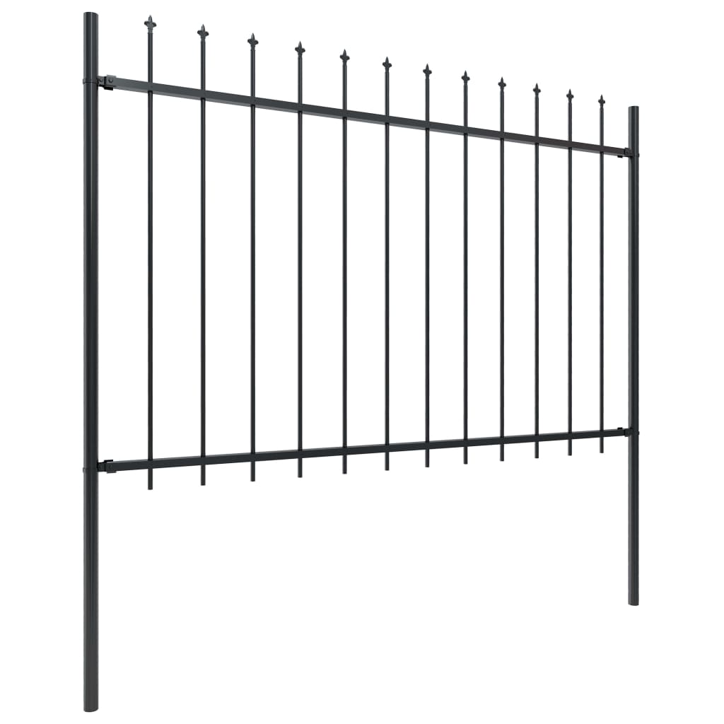 Vidaxl garden fence with spears top 8.5x1.2 m steel black