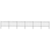 Vidaxl garden fence with spears top 10.2x1.2 m steel black