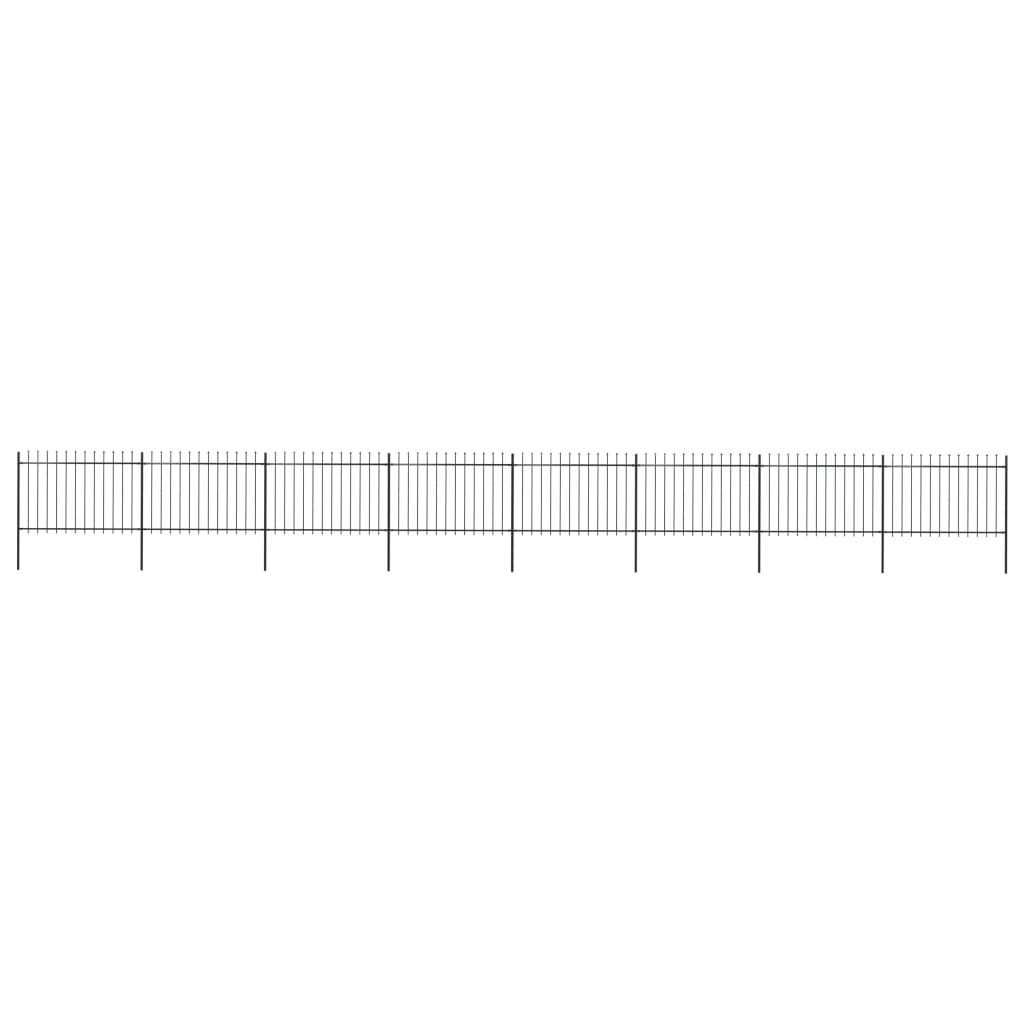 Vidaxl Garden Fence avec Spears Top 13,6x1,2 m en acier noir