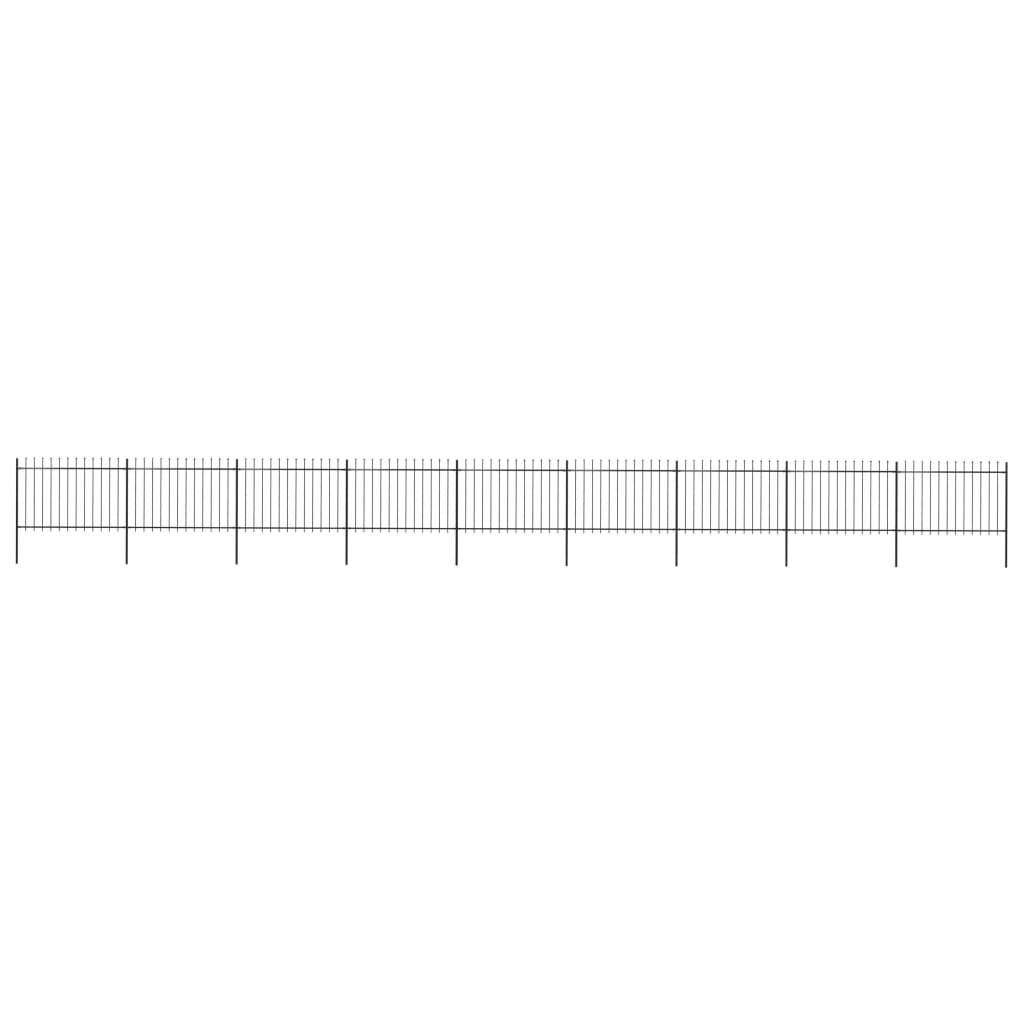 Vidaxl Garden Fence avec Spears Top 15,3x1,2 m en acier noir