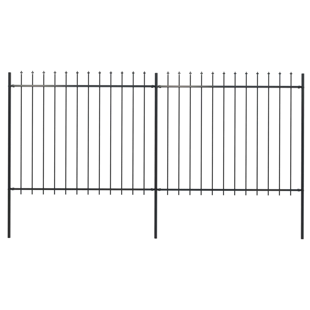 Vidaxl Garden Fence con Spears Top 3,4x1,5 m in acciaio nero