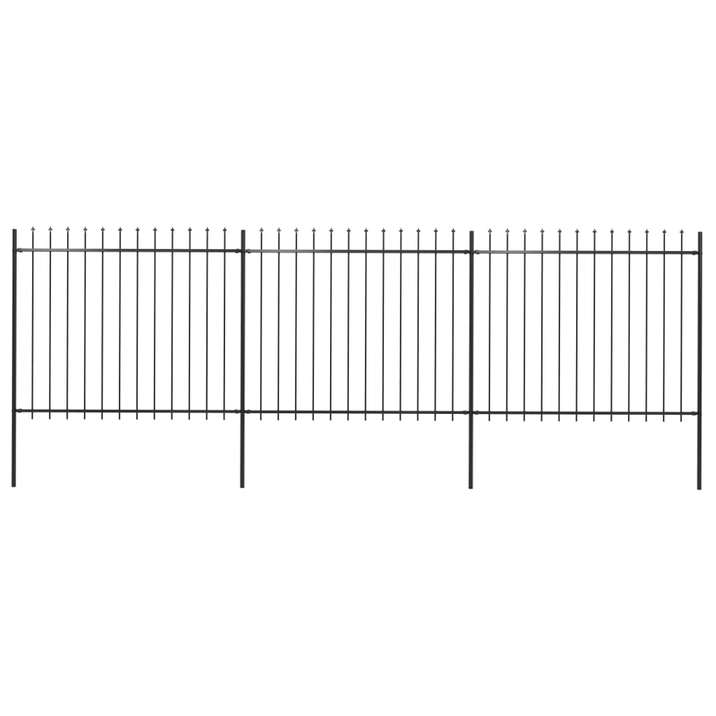 Vidaxl Garden Fence con Spears Top 5.1x1,5 m in acciaio nero