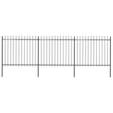 Vidaxl garden fence with spears top 5.1x1.5 m steel black